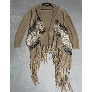 Powder River Outfitters Panhandle Cardigan Womens Small Open Fringe Western Boho